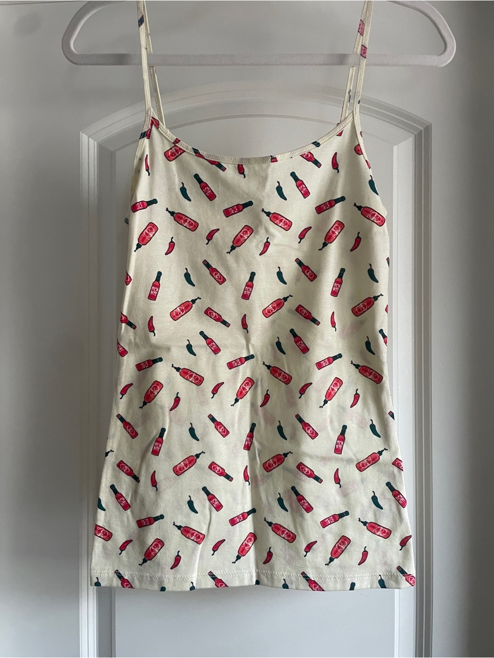 Nollie Cream Hot Sauce Chili Print Tank Top Adjustable Straps Never Worn Size M
